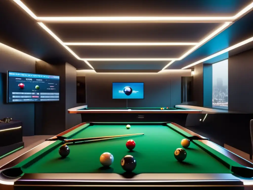 Billar futurista con tecnología de vanguardia y realidad virtual
