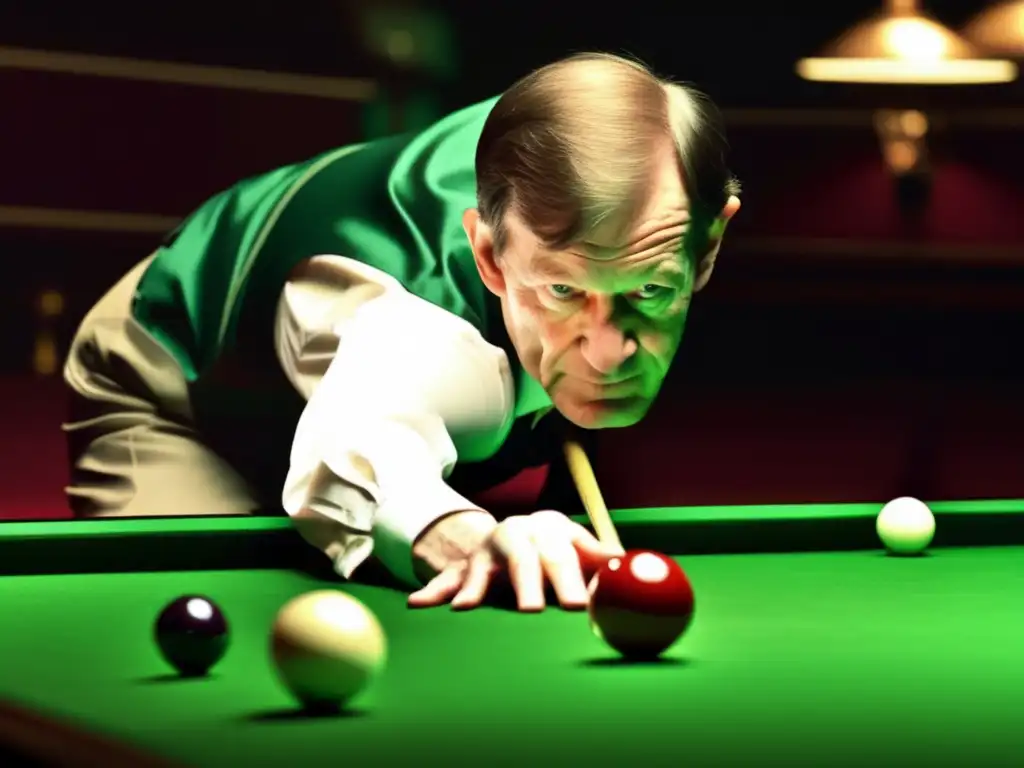 La intensa mirada de Alex Higgins en la mesa de billar