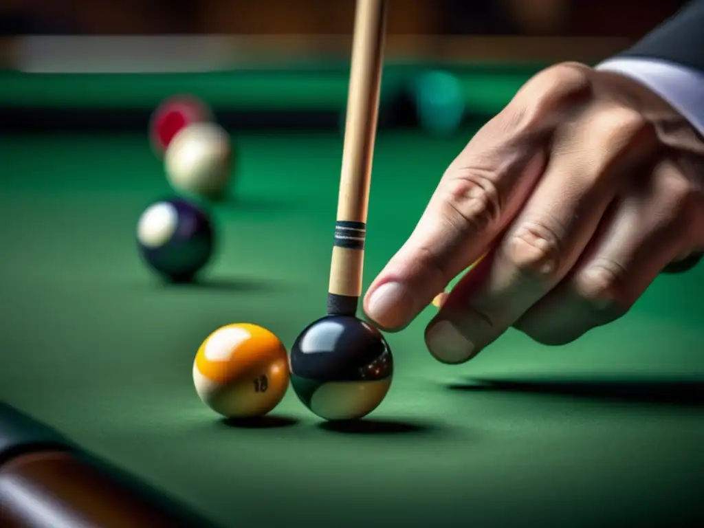 Maestría en Acción: Detalles de Aplicación de Tiza por un Jugador de Billar