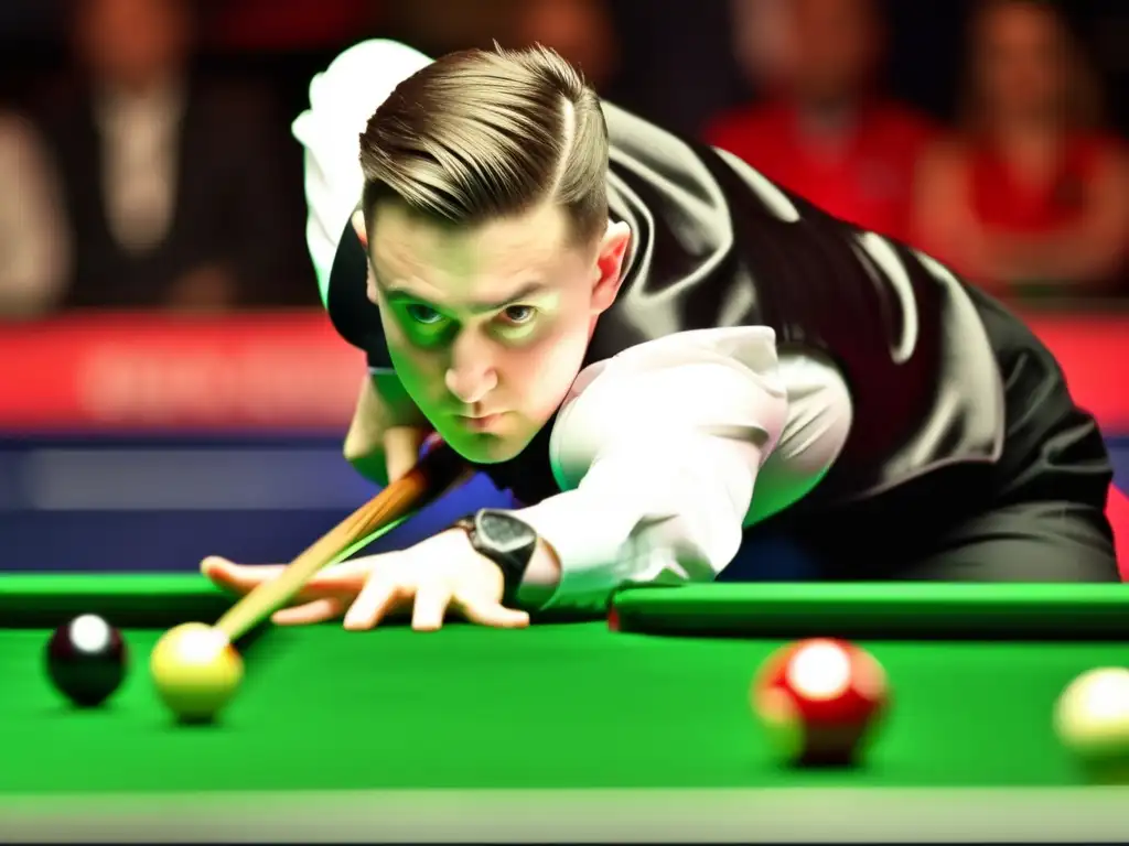 Kyren Wilson: Concentración suprema en el snooker Kyren Wilson muestra intensa concentración en la mesa de snooker, destacando su camino al estrellato.
