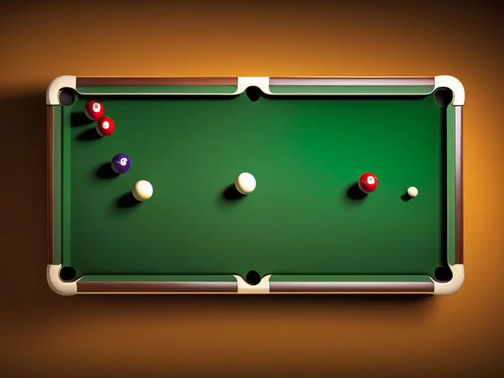 Imagen impactante de mesa de billar desde arriba: precisión y tradición