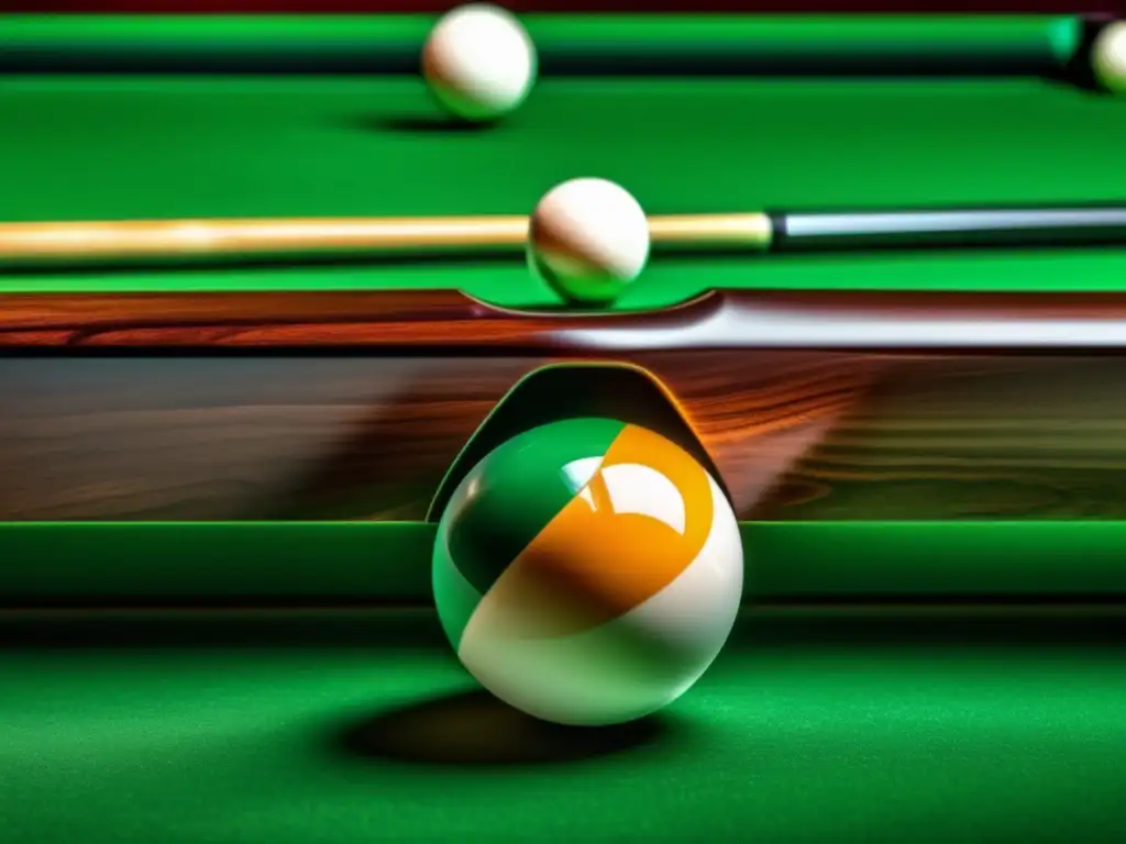 Detalle impresionante de una mesa de billar listo para el juego